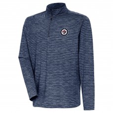 Mens Winnipeg Jets Antigua Determined Quarter-Zip Sweatshirt - Heather Navy