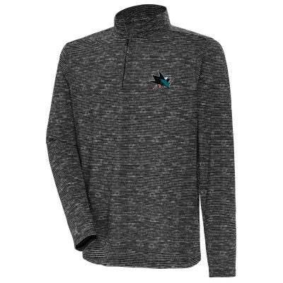 San Jose Sharks Antigua Heather Black Determined Quarter-Zip Sweatshirt