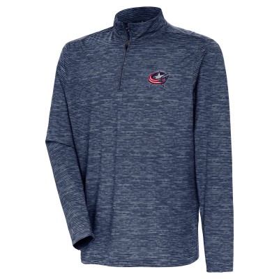 Кофта на короткой молнии Mens Columbus Blue Jackets Antigua Determined - Heather Navy
