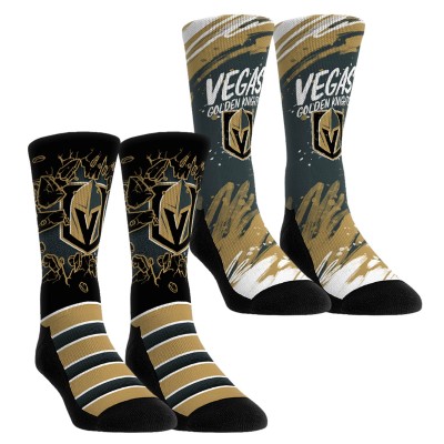 Две пары носков Vegas Golden Knights Rock Em Socks Gold Ice Breaker Crew
