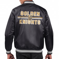 Куртка на кнопках Vegas Golden Knights Starter Black Printed Team Logo Satin Varsity