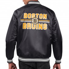 Boston Bruins Starter Black Printed Team Logo Satin Varsity Full-Snap Jacket