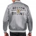 Бомбер Boston Bruins Starter Gray Printed Team Logo Satin Varsity