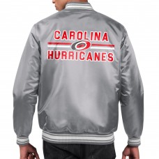 Куртка на кнопках Carolina Hurricanes Starter Gray Printed Team Logo Satin Varsity