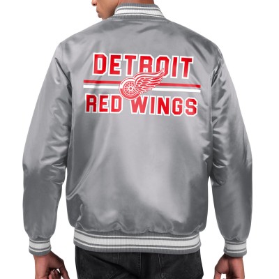 Бомбер Detroit Red Wings Starter Printed Team Logo Satin Varsity - Gray
