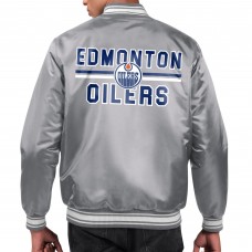 Куртка на кнопках Edmonton Oilers Starter Gray Printed Team Logo Satin Varsity