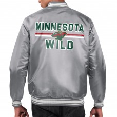 Minnesota Wild Starter Gray Printed Team Logo Satin Varsity Full-Snap Jacket