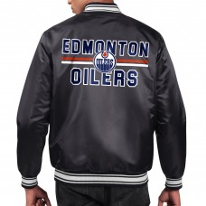 Куртка на кнопках Edmonton Oilers Starter Black Printed Team Logo Satin Varsity