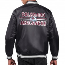 Colorado Avalanche Starter Black Printed Team Logo Satin Varsity Full-Snap Jacket Colorado Avalanche Starter Black Printed Team Logo Satin Varsity Full-Snap Jacket