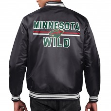Minnesota Wild Starter Black Printed Team Logo Satin Varsity Full-Snap Jacket