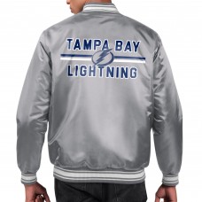 Tampa Bay Lightning Starter Gray Printed Team Logo Satin Varsity Full-Snap Jacket