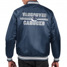 Vancouver Canucks Starter Navy Printed Team Logo Satin Varsity Full-Snap Jacket