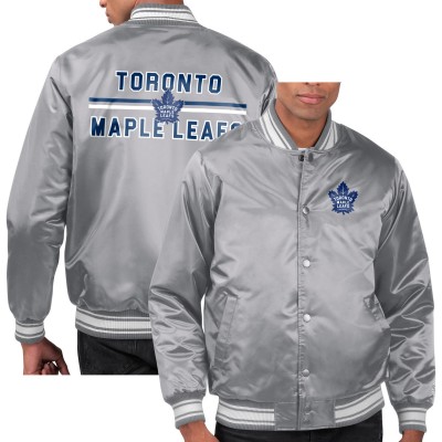 Куртка на кнопках Toronto Maple Leafs Starter Gray Printed Team Logo Satin Varsity