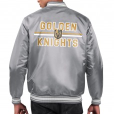 Vegas Golden Knights Starter Gray Printed Team Logo Satin Varsity Full-Snap Jacket