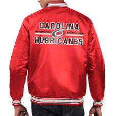 Куртка Carolina Hurricanes Starter Red Printed Team Logo Satin Varsity Full-Snap Куртка Carolina Hurricanes Starter Red Printed Team Logo Satin Varsity Full-Snap