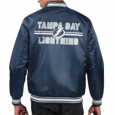Tampa Bay Lightning Starter Navy Printed Team Logo Satin Varsity Full-Snap Jacket