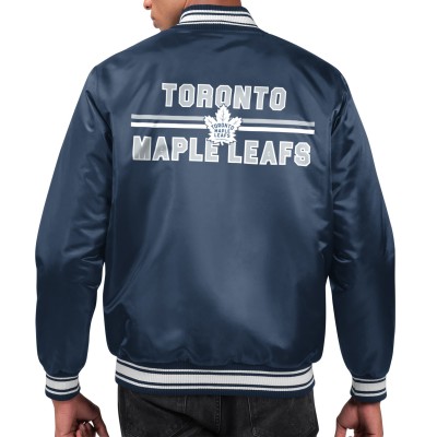 Куртка на кнопках Toronto Maple Leafs Starter Navy Printed Team Logo Satin Varsity