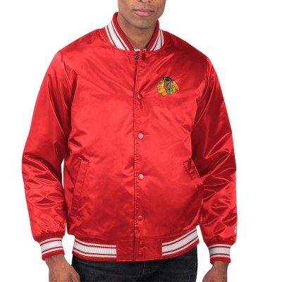 Бомбер Chicago Blackhawks Starter Printed Team Logo Satin Varsity - Red