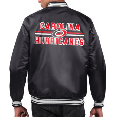 Куртка Carolina Hurricanes Starter Black Printed Team Logo Satin Varsity Full-Snap Куртка Carolina Hurricanes Starter Black Printed Team Logo Satin Varsity Full-Snap