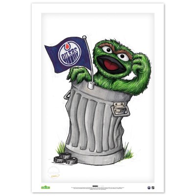 Edmonton Oilers Oscar the Grouch 14 x 20 Sesame Street Limited Edition Fine Art Print