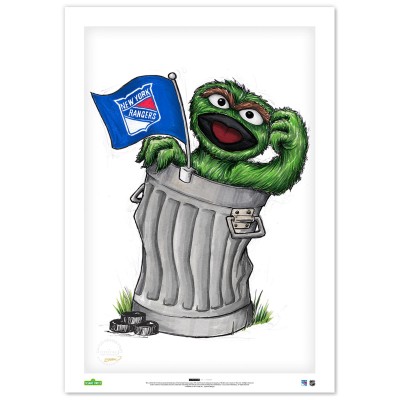 New York Rangers Oscar the Grouch 14 x 20 Sesame Street Limited Edition Fine Art Print