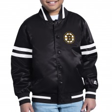 Бомбер Youth Boston Bruins Starter Black Printed Team Logo Satin Varsity