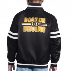 Бомбер Youth Boston Bruins Starter Black Printed Team Logo Satin Varsity