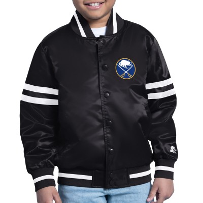 Бомбер Youth Buffalo Sabres Starter Black Printed Team Logo Satin Varsity