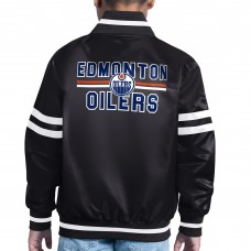 Куртка на кнопках Подростковая Edmonton Oilers Starter Black Printed Team Logo Satin Varsity