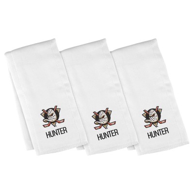 Infant Anaheim Ducks Chad & Jake White Personalized Burp Cloth Three-Pack Set