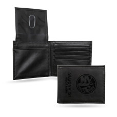 New York Islanders Black Laser Engraved Billfold Wallet