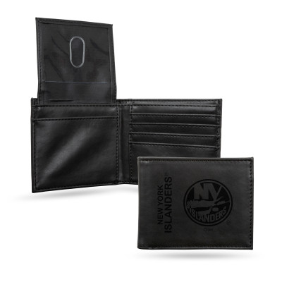 New York Islanders Black Laser Engraved Billfold Wallet