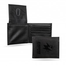 San Jose Sharks Black Laser Engraved Billfold Wallet San Jose Sharks Black Laser Engraved Billfold Wallet