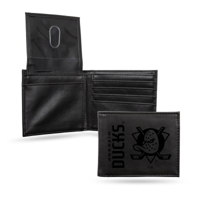 Anaheim Ducks Black Laser Engraved Billfold Wallet