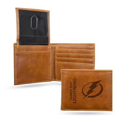 Tampa Bay Lightning Brown Laser Engraved Billfold Wallet