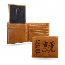 Anaheim Ducks Brown Laser Engraved Billfold Wallet