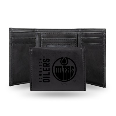 Кошелек Edmonton Oilers Black Laser Engraved Tri-Fold