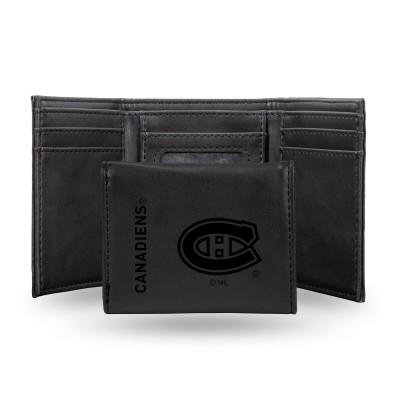 Montreal Canadiens Black Laser Engraved Tri-Fold Wallet