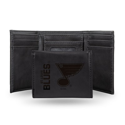 St. Louis Blues Laser Engraved Tri-Fold Wallet - Black