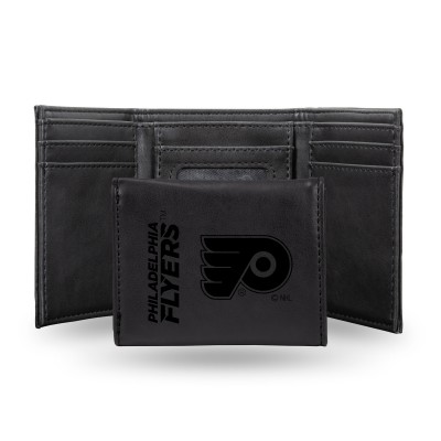 Philadelphia Flyers Black Laser Engraved Tri-Fold Wallet