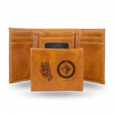 Winnipeg Jets Brown Laser Engraved Tri-Fold Wallet