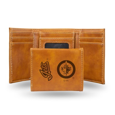 Winnipeg Jets Brown Laser Engraved Tri-Fold Wallet