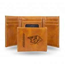 Nashville Predators Brown Laser Engraved Tri-Fold Wallet