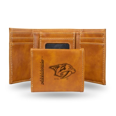 Nashville Predators Brown Laser Engraved Tri-Fold Wallet
