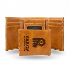 Philadelphia Flyers Brown Laser Engraved Tri-Fold Wallet