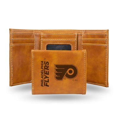 Philadelphia Flyers Brown Laser Engraved Tri-Fold Wallet