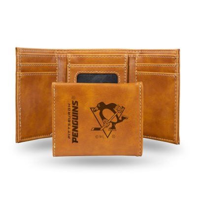 Кошелек Pittsburgh Penguins Brown Laser Engraved Tri-Fold