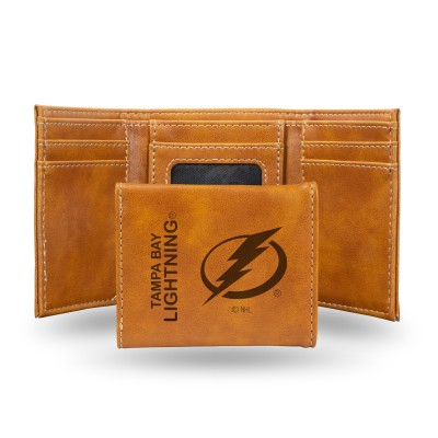 Tampa Bay Lightning Brown Laser Engraved Tri-Fold Wallet