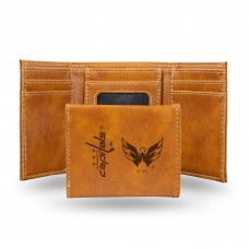 Washington Capitals Laser Engraved Tri-Fold Wallet - Brown