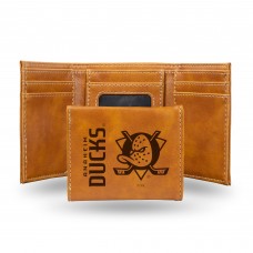 Anaheim Ducks Brown Laser Engraved Tri-Fold Wallet